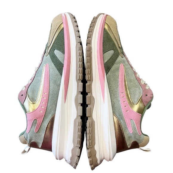 Blowfish Suede Sneakers Women’s 10 Chunky Pink Green Retro Metallic Platform - Picture 7 of 13